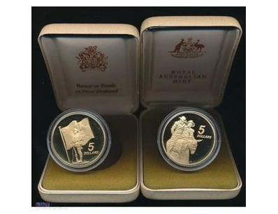AUSTRALIA & NEW ZEALAND: 1990 $5 ANZAC PROOF 2 COI...