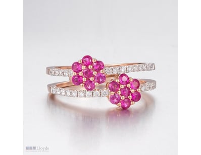 14CT ROSE GOLD PINK CEYLON SAPPHIRE AND DIAMOND CL...