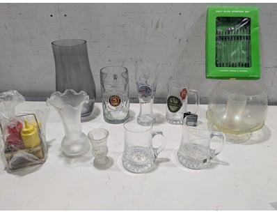 Comprehensive vintage like glassware and golf equi...