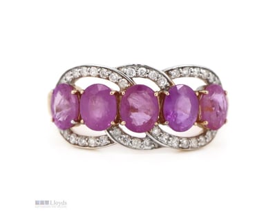 14K ROSE GOLD, PINK SAPPHIRE AND DIAMOND, ETERNITY...