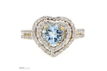 14K Yellow Gold, Aquamarine And Diamond, Double