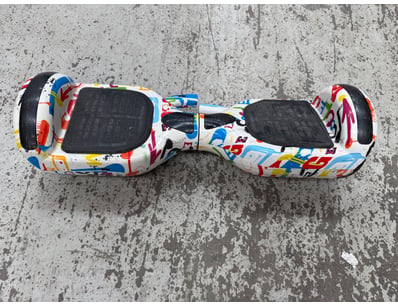 Colorful hoverboard featuring vibrant multi-colore...