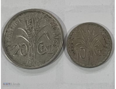 1941 INDO CHINE FRANCAISE 20 & 10 CENT RARE COINS ...