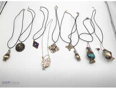 COLLECTION OF  ETHNIC AND ORNAMENTAL PENDANT NECKL...