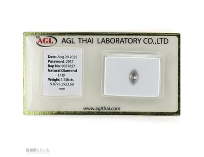 1.138CT CERTIFIED, NATURAL DIAMOND     

Marquise ...
