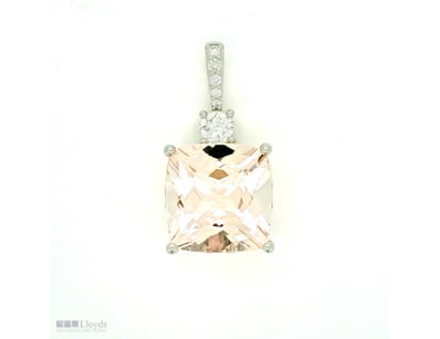 9CT WHITE GOLD BRAZILIAN MORGANITE AND DIAMOND PEN...