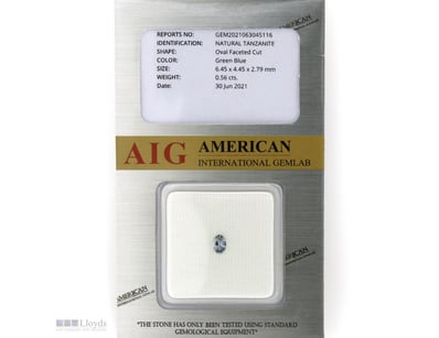 0.56CT CERTIFIED, NATURAL TANZANITE     

Oval Fac...