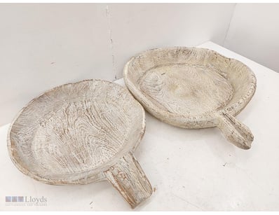 Pair of whitewashed wooden serving dishes 53cm x 4...