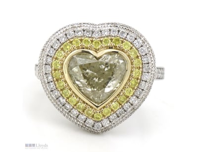 14K YELLOW/WHITE GOLD, 2.54CT FANCY YELLOW DIAMOND...