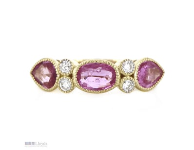 14K YELLOW GOLD, PINK SAPPHIRE AND DIAMOND, DRESS ...