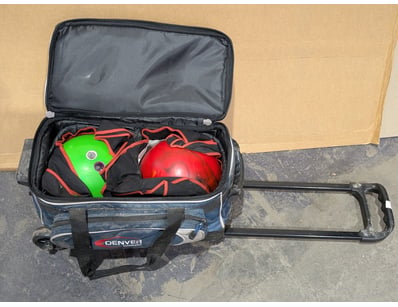 Bowling balls, x2 and carry bag

