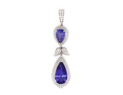 14K WHITE GOLD, 12.23CT TSW TANZANITE AND DIAMOND,...