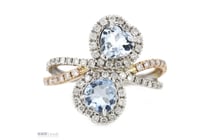 14K White/Rose Gold, Aquamarine And Diamond, Halo