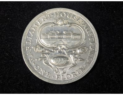 1927 AUSTRALIAN 8 PEARL PARLIAMENT HOUSE FLORIN
...