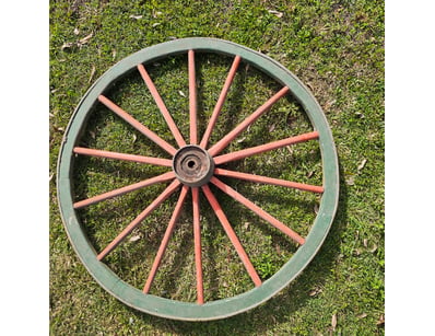 Carriage wheel, 14 spokes 57 inch diameter, 2 inch...