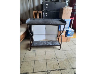 Van thiel bar cart side table, Iron and blue stone...