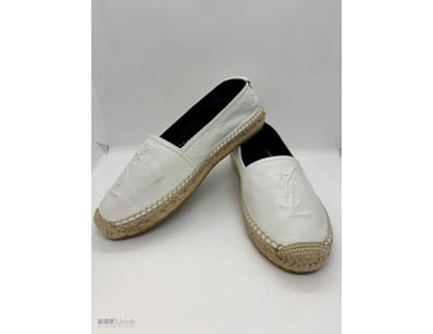 YSL WHITE MONOGRAM EMBOSSED ESPADRILLES 36.5, RRP ...