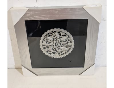 Exquisite openwork  stone circular medallion featu...