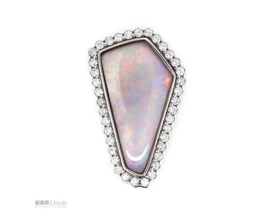 14K WHITE GOLD, 5.40CT AUSTRALIAN ANDAMOOKA OPAL, ...