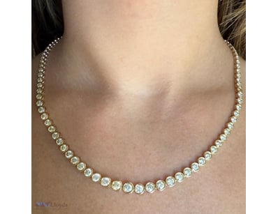 14K YELLOW GOLD, 14.86CT TDW DIAMOND RIVIERA, NECK...