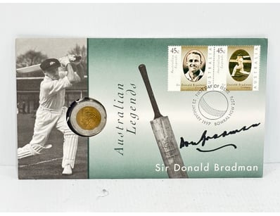 1997 AUSTRALIANS LEGENDS SIR DONALD BRADMAN POSTAL...