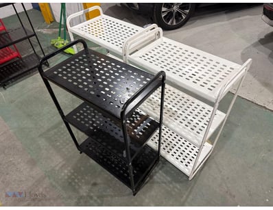 Utility shelving unit featuring perforated metal s...