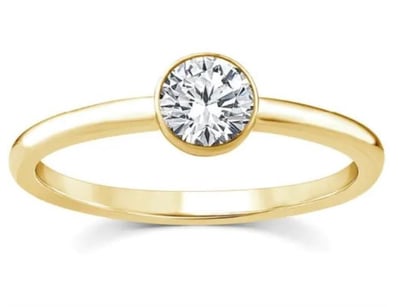 9K YELLOW GOLD 0.50CT F VS LAB DIAMOND BEZEL RING ...