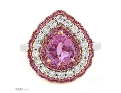 14K ROSE/WHITE GOLD, PINK SAPPHIRE AND DIAMOND, TR...