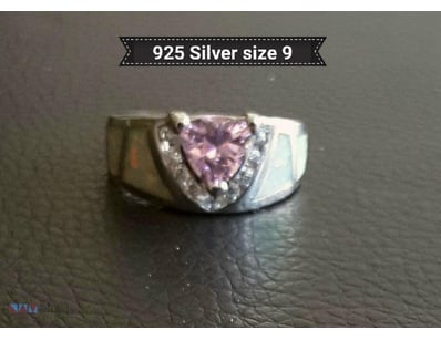 925 SILVER RING WHITE LAB CREATED FIRE OPAL WITH P...