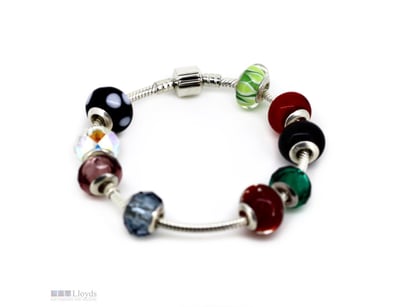 925 STERLING SILVER, MURANO GLASS BEAD AND CHARM B...