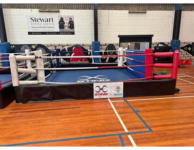 Boxing Ring, traditional red, white and blue corne...