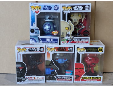 STAR WARS FUNKO POP COLLECTION - FIVE BOXED FIGURE...