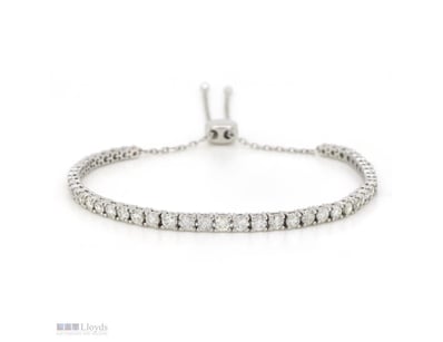 14K WHITE GOLD, 3.00CT TDW DIAMOND, TENNIS BOLO BR...
