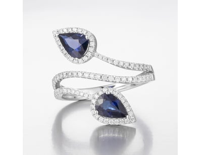 14CT WHITE GOLD AUSTRALIAN SAPPHIRE AND DIAMOND DR...