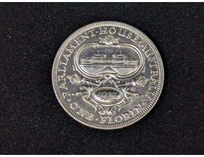 1927 AUSTRALIAN 8 PEARL PARLIAMENT HOUSE FLORIN
...