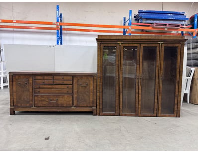 Buffet With Hutch, Rich Brown Timber, Brass Style ...