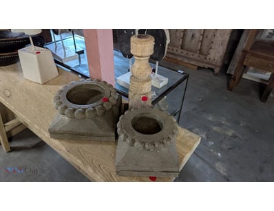 Set of decorative timber Candle Holders featuring ...