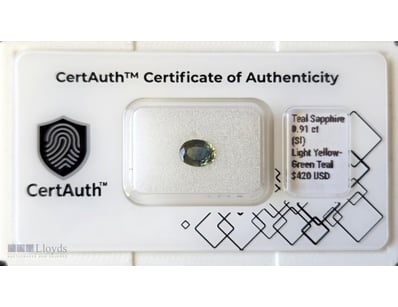 CERTIFIED 0.91CT TEAL SAPPHIRE (CORUNDUM) – OVAL F...