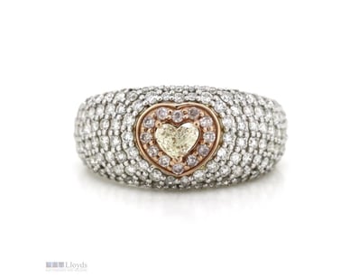 14K ROSE/WHITE GOLD, PINK DIAMOND AND DIAMOND, CLU...