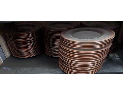Large collection of copper - rimmed dinner plates ...