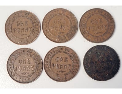 6X 1935 AUSTRALIAN ONE PENNY COINS

488567+39
...