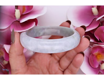 NATURAL BURMESE JADE BANGLE ON 925 SILVER - WITH C...