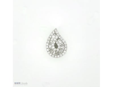 18CT WHITE GOLD DIAMOND VINTAGE STYLE PENDANT     ...