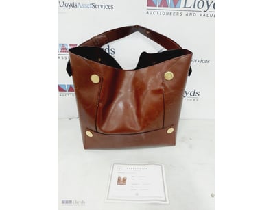 BROWN STELLA MCCARTNEY LEATHER TOTE WITH GOLD-TONE...