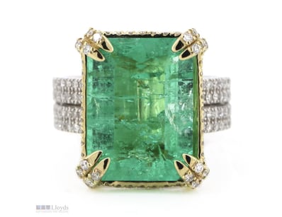 14K WHITE/YELLOW GOLD, 6.53CT COLOMBIAN EMERALD AN...