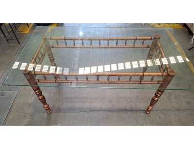 Traditional Indian-style Table with Glass Top