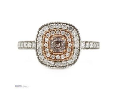 14K WHITE/ROSE GOLD, PINK CHAMPAGNE DIAMOND AND DI...