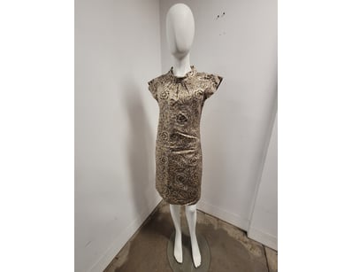 BURBERRY VINTAGE FLORAL EMBROIDERED DRESS, SIZE 42...