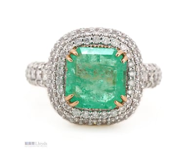 14K ROSE/WHITE GOLD, 2.32CT COLOMBIAN EMERALD AND ...
