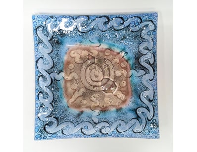 HANDCRAFTED ART GLASS STUDIO SQUARE DISH BY MARC A...